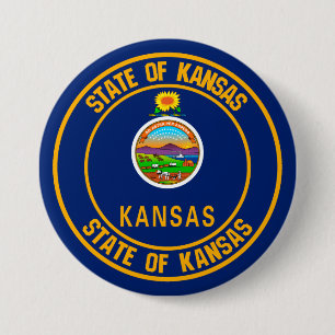 Kansas Round Emblem Ronde Button 7,6 Cm