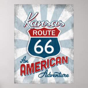 Kansas Route 66  Amerika Poster