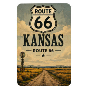 Kansas Route 66 Prairie Road Reis Kunst Magneet