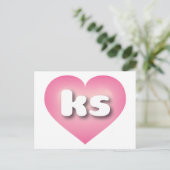 Kansas roze verflauwt hart - Ik hou van Briefkaart (Staand voorkant)