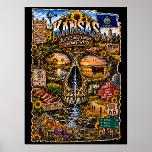 Kansas Schedel Kunstprint Staat van Geest Poster