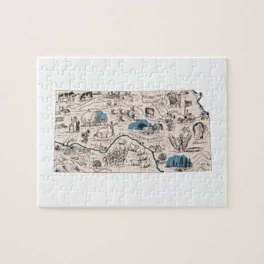 Kansas Shaped Kansan  Afbeelding Map Legpuzzel (Horizontaal)