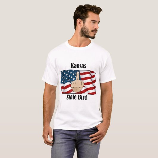 Kansas staat vogel t-shirt middelvinger vlag (Voorkant volledig)