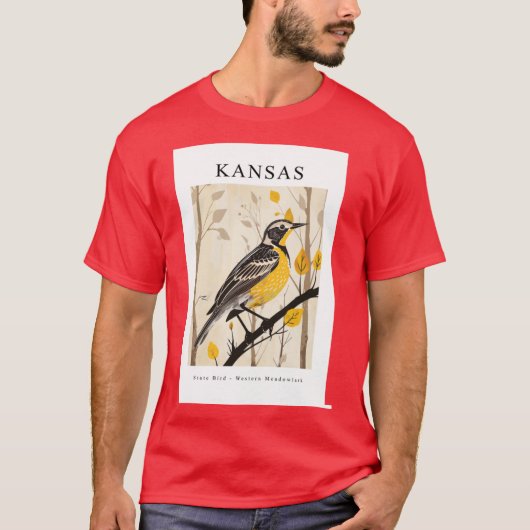 KANSAS State Bird Western Meadowlark T-shirt (Voorkant)