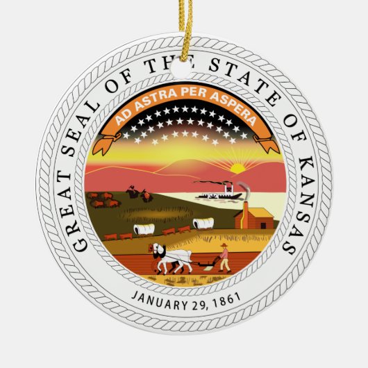 Kansas State Seal Keramisch Ornament (Voorkant)
