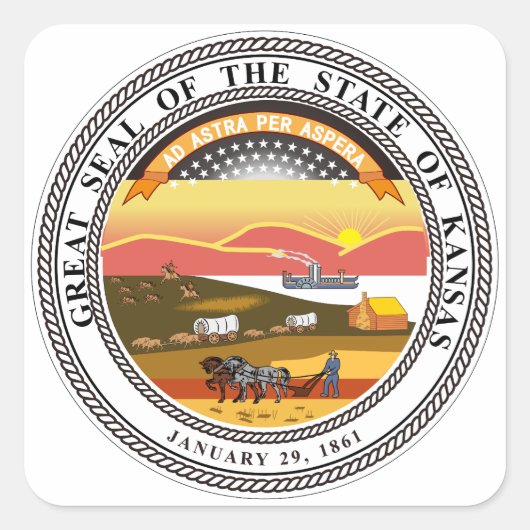 Kansas State Seal Vierkante Sticker (Voorkant)