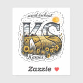 Kansas State Sticker | Wind & Wheat Sunflower Desi (Feuille)