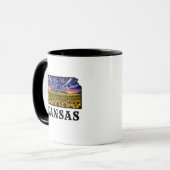 Kansas State Tattoo Style Zonnebloemen & Tornado Mok (Voorkant links)