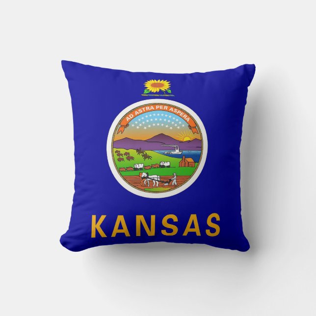 Kansas State Vlag Amerikaans MoJo Kussen (Voorkant)