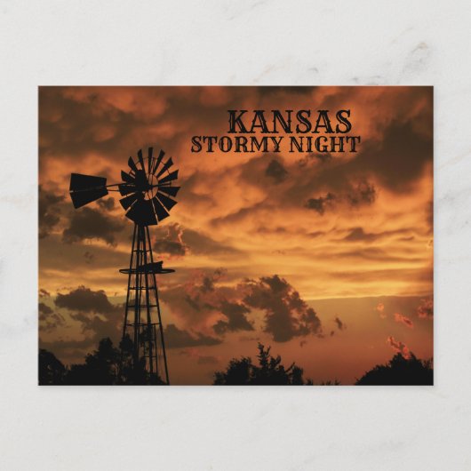 Kansas Stormy Night Windmill POST CARTE (Devant)