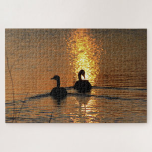 Kansas Sunset Goose silhouette Jigzaag Puzzle Legpuzzel