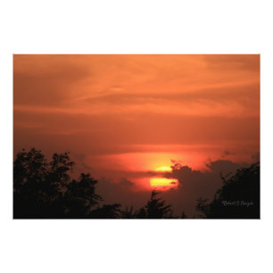 Kansas Sunset met boom en Sun Photo Enlargement Foto Afdruk
