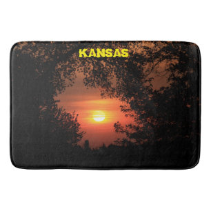 Kansas Sunset met tree Silhouettes Bath Mat