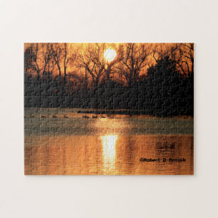 Kansas Sunset met waterreflectie Legpuzzel
