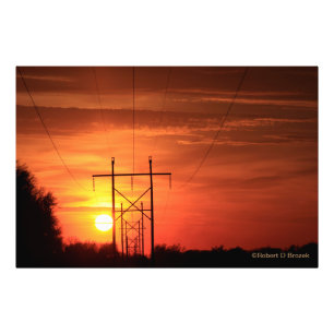 Kansas Sunset met wolken en Fotouitbreiding Foto Afdruk