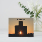 Kansas Sunset Silhouette Grain Elevator Post Kaart (Staand voorkant)