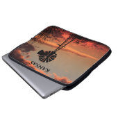 Kansas Sunset Windmill Silhouette Electronics Bag Laptop Sleeve (Voorkant onderkant)