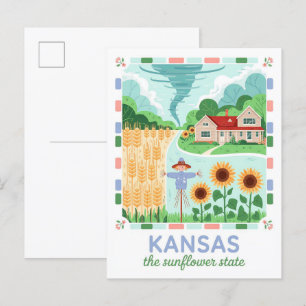 Kansas the Sunflower State Verenigde Staten Zomer  Briefkaart