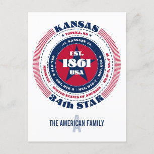 Kansas, Topeka, KS, Patriottisch, Monogram Briefkaart