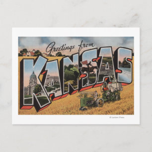 Kansas (Tractor- en Hay Bailer Scene) Briefkaart