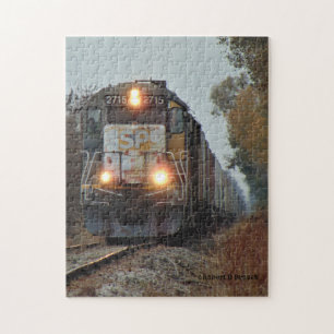Kansas Train closeup on Tracks PUZZLE Legpuzzel