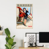 Kansas TWA Trans World Airlines Nieuwe Retro Poster (Thuiskantoor)