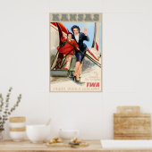 Kansas TWA Trans World Airlines Nieuwe Retro Poster (Keuken)