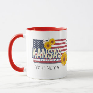 Kansas Verenigde Staten Retro State Kaart  Verenig Mok