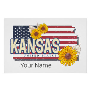 Kansas Verenigde Staten Retro State Kaart  Verenig Perfect Poster