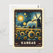 Kansas | Vincent van Gogh geïnspireerd Briefkaart (Voorkant / Achterkant)