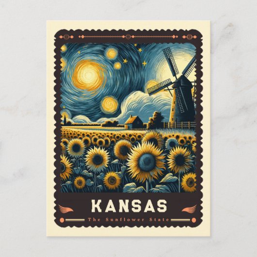 Kansas | Vincent van Gogh geïnspireerd Briefkaart (Voorkant)
