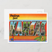 Kansas Vintage Travel Briefkaart (Voorkant / Achterkant)