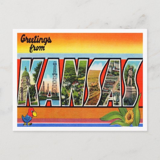 Kansas Vintage Travel Briefkaart (Voorkant)