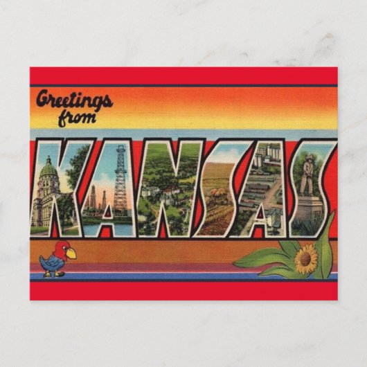 Kansas Vintage Travel Briefkaart (Voorkant)