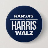 Kansas voor Harris Walz Ronde Button 7,6 Cm (Voorkant)
