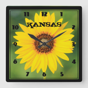 Kansas Wild Sunflower Closeup Square Clock Vierkante Klok