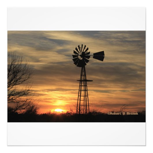 Kansas Windmill Silhouette Foto Uitbreiding Afdruk (Voorkant)