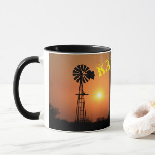 Kansas Windmill Silhouette Smoky Sky Coffee Mug