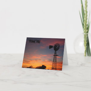 Kansas Windmill Silhouette Sunset Kaart