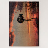 Kansas Windmill Silhouette Sunset PUZZZLE Legpuzzel (Verticaal)