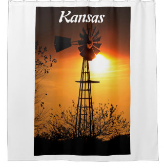 Kansas Windmill Sunset Douchegordijn