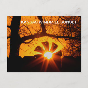 Kansas Windmill Sunset POST CARD Briefkaart
