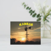 Kansas Windmill Sunset Post Kaart. Briefkaart (Staand voorkant)