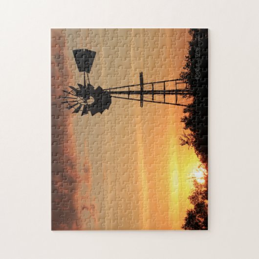 Kansas Windmill Sunset PUZZLE (Vertical)