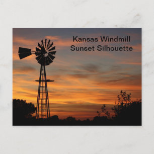 Kansas Windmill Sunset Silhouette Briefkaart