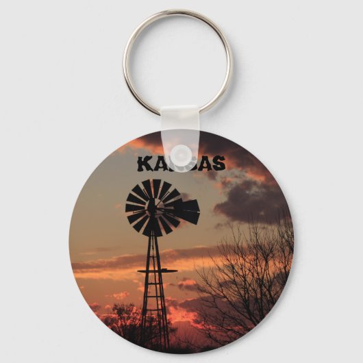 Kansas Windmill Sunset Sleutelhanger (Voorkant)