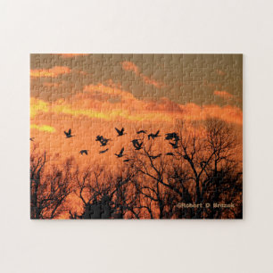 Kansas zonsondergang met Canadese ganzen legpuzzel