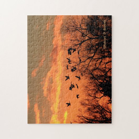 Kansas Zonsondergang met Canadese Ganzenpuzzel Legpuzzel (Verticaal)