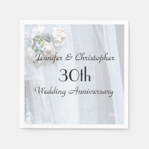  kant 30e bruiloft Jubileum, naam, papier Servetten
