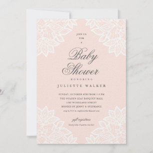  kant, blush roze baby shower-uitnodiging aankondiging
